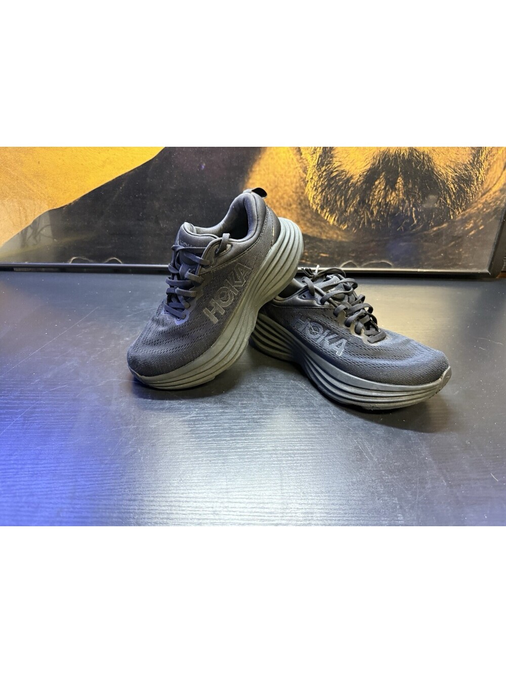 HOKA Bondi 8 Wide Women’s Size 6D Triple Black Running Shoes 1127954-BBLC
